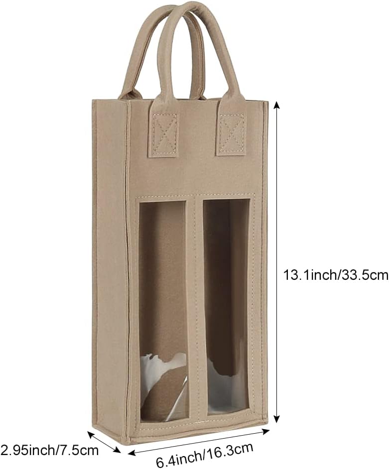 Shintop Double Wine Bag with Window Reusable Felt Gift Tote