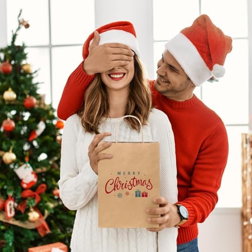 GSSUSA 100 Pack Brown Paper Bags with Handles Gift Wrapping