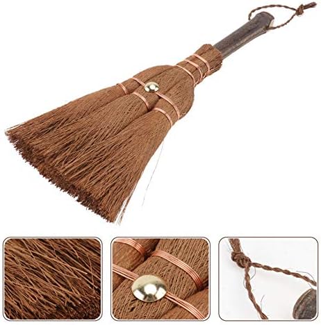 Yardwe Mini Palm Broom for Dining Tables and Countertops Brown 2 Pack