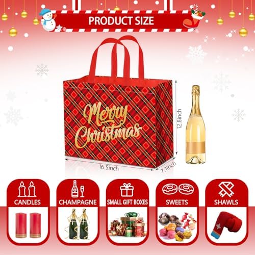 12 Pack Extra Large Christmas Gift Bags with Handles
