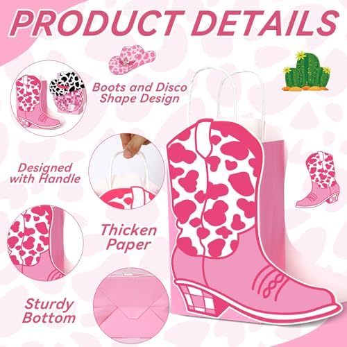 12PCS Disco Cowgirl Party Favor Bags for Western Themed Events