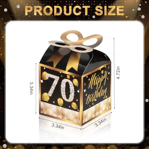 Qonmpcvu 50PCS 70th Birthday Boxes Gold Themed Gift Boxes