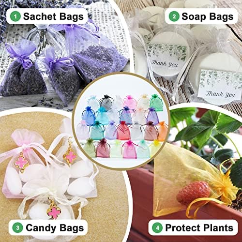 Ableme Deco Royal Blue Organza Gift Bags 3x4 Inches 100 Pcs