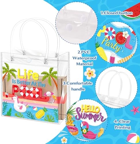 H1vojoxo Summer Gift Bags 24PCS Clear PVC Tote Bags with Handles
