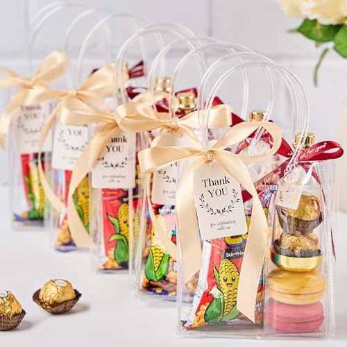 Mauproy 50 Pack Clear Gift Bags with Handles