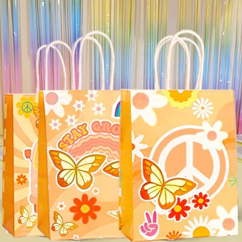 Czwxoxo 24 Pcs Groovy Retro Party Favor Bags
