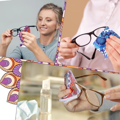 24 Pcs Mandala Microfiber Cleaning Cloths for Glasses
