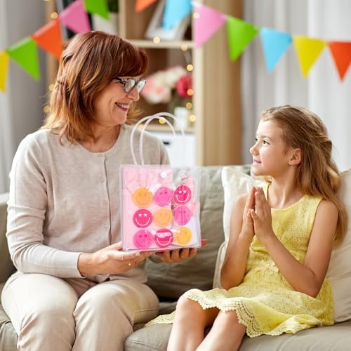 Whaline Preppy Smile Clear PVC Gift Bags with Handles 12Pcs