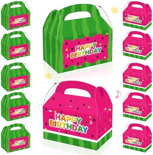 Wegymer Cartoon Watermelon Party Favor Boxes 16Pcs