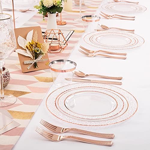 Ciaell 150PCS Rose Gold Plastic Plates Set