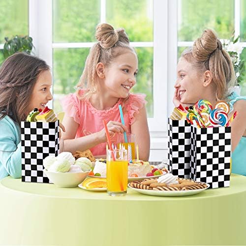 28 Pack Checkered Racing Treat Bags for Birthday Parties