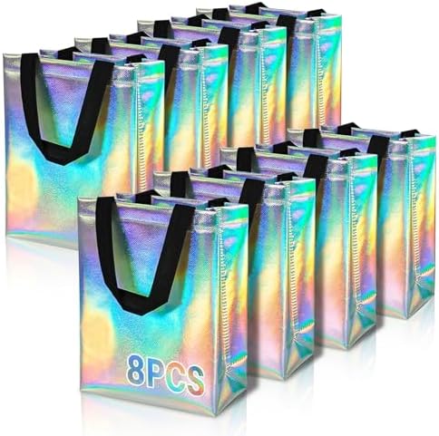 MAQIHAN 8PCS Iridescent Gift Bags with Handles