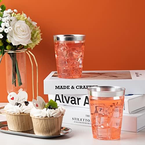 200pcs Silver Disposable Plastic Cups 10 oz
