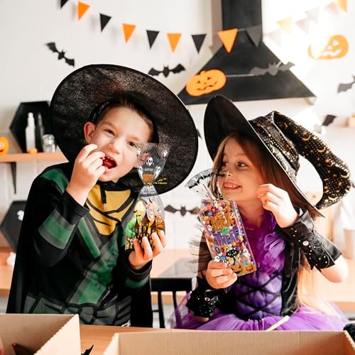 Halloween Treat Bags 120 PCS - Spooky Cellophane Goodie Bags for Kids