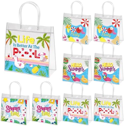 H1vojoxo Summer Gift Bags 24PCS Clear PVC Tote Bags with Handles
