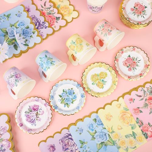 40 Set Floral Tea Cups and Saucers with Handle