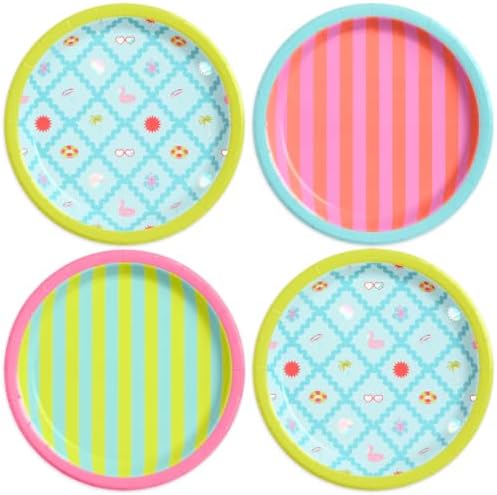 XO Fetti Pool Party Paper Plates 3 Designs 24 Pcs