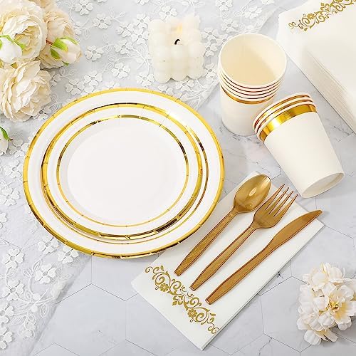 700 Pcs Gold Dinnerware Set for 100 Guests