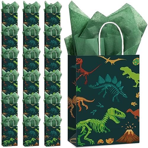 Capoda Dinosaur Gift Bags with Tissue Paper 16 Pcs