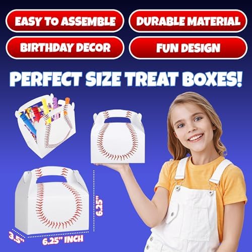 Bedwina Baseball Treat Boxes - Pack of 12