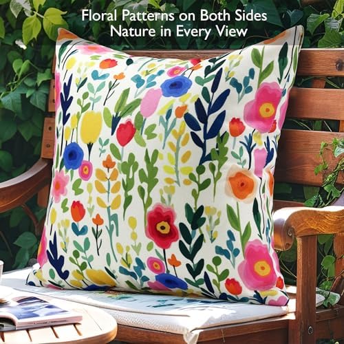 Cythasily Outdoor Pillow Covers 18x18 Inch 2 Sets Floral