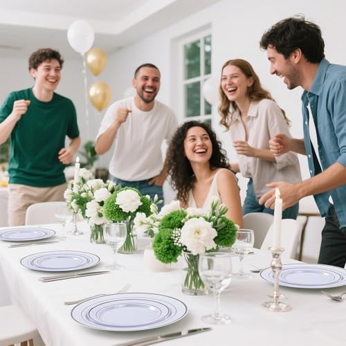 DaYammi 350PCS Silver Plastic Dinnerware Set for 50 Guests