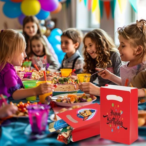 UnicoPak 16 Red Party Favor Bags with Handle for Birthday Party