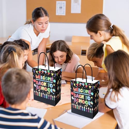 24 Pieces Back to School Kraft Paper Bags with Handles