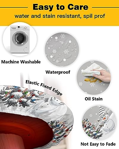 Christmas Round Waterproof Table Cover with Elastic Wipes