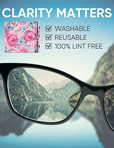 6PCS Thickened Microfiber Glasses Cleaning Cloth with Flower Design