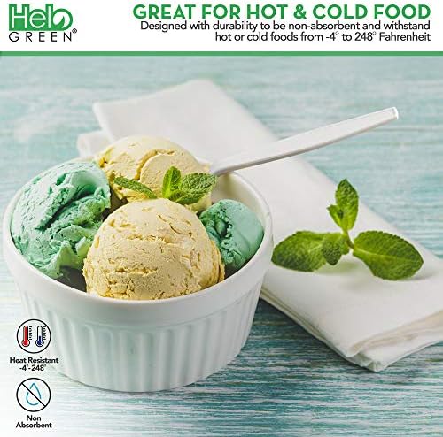 HeloGreen 50 Pack Eco-Friendly 7 Inch Tea Spoons