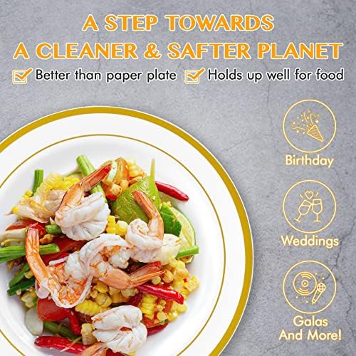 JollyPack 100 Piece Gold Plastic Party Plates