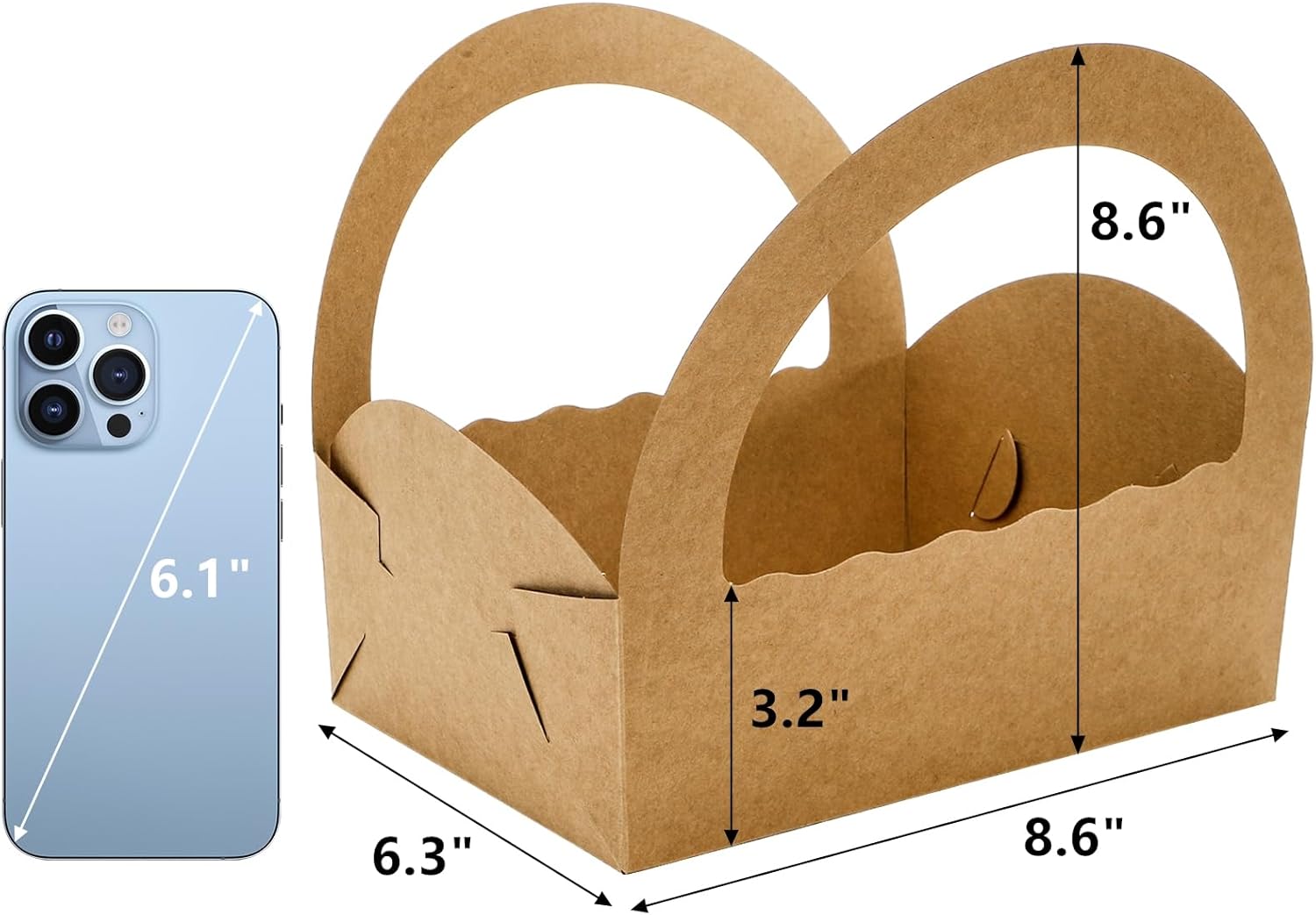 ELFULLY 50 Pack Paper Gift Baskets with Handles