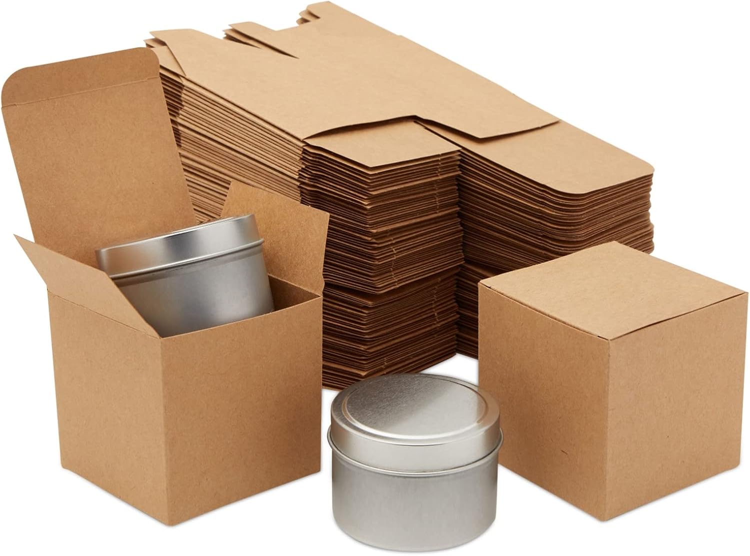 Juvale 100 Pack Brown 3x3x3 Inch Gift Boxes with Lids