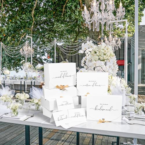 8 Pack Bridesmaid Proposal Boxes with Cards and Ribbons