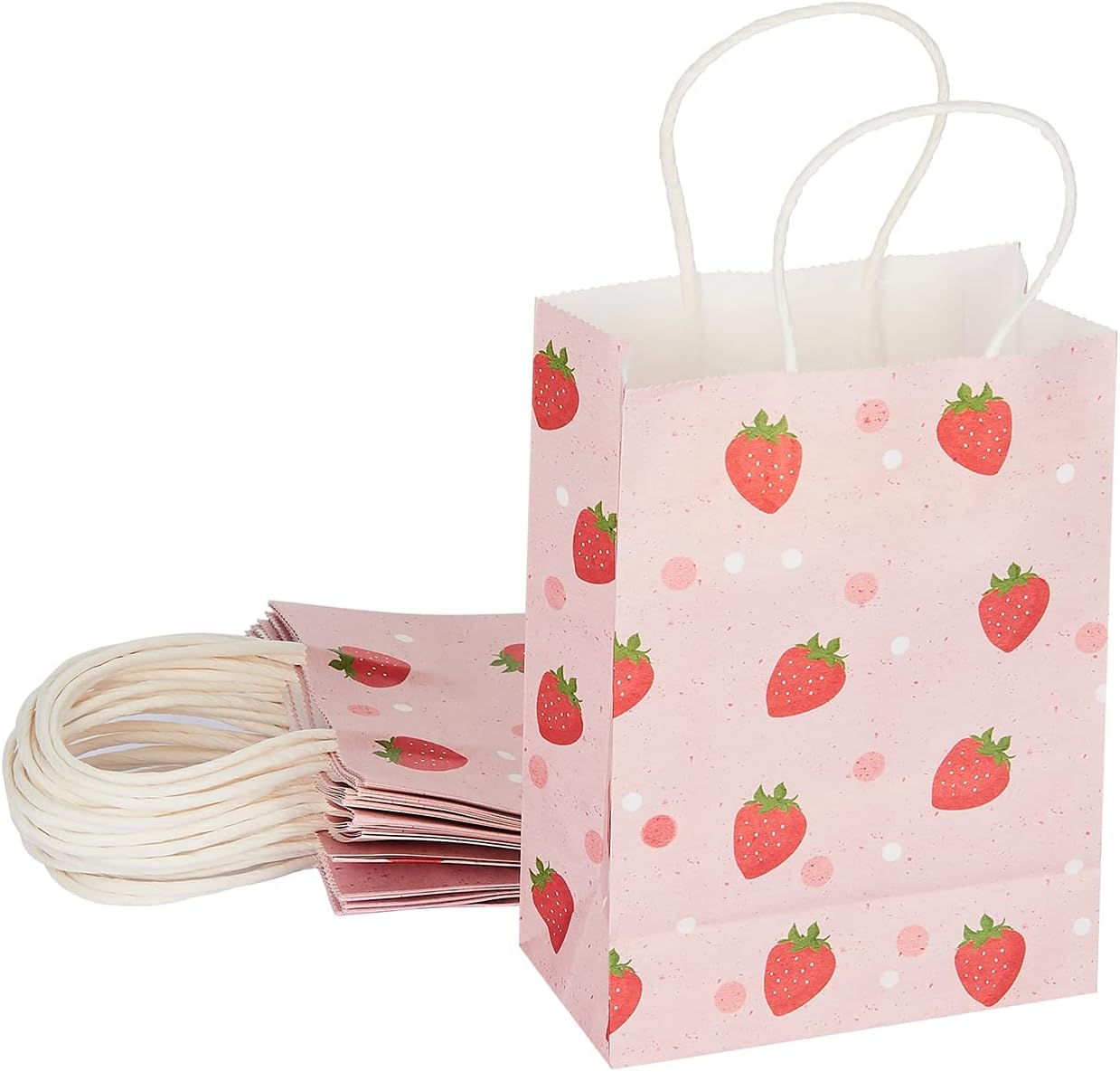 Strawberry Pink Gift Bags 16Pcs with Handles