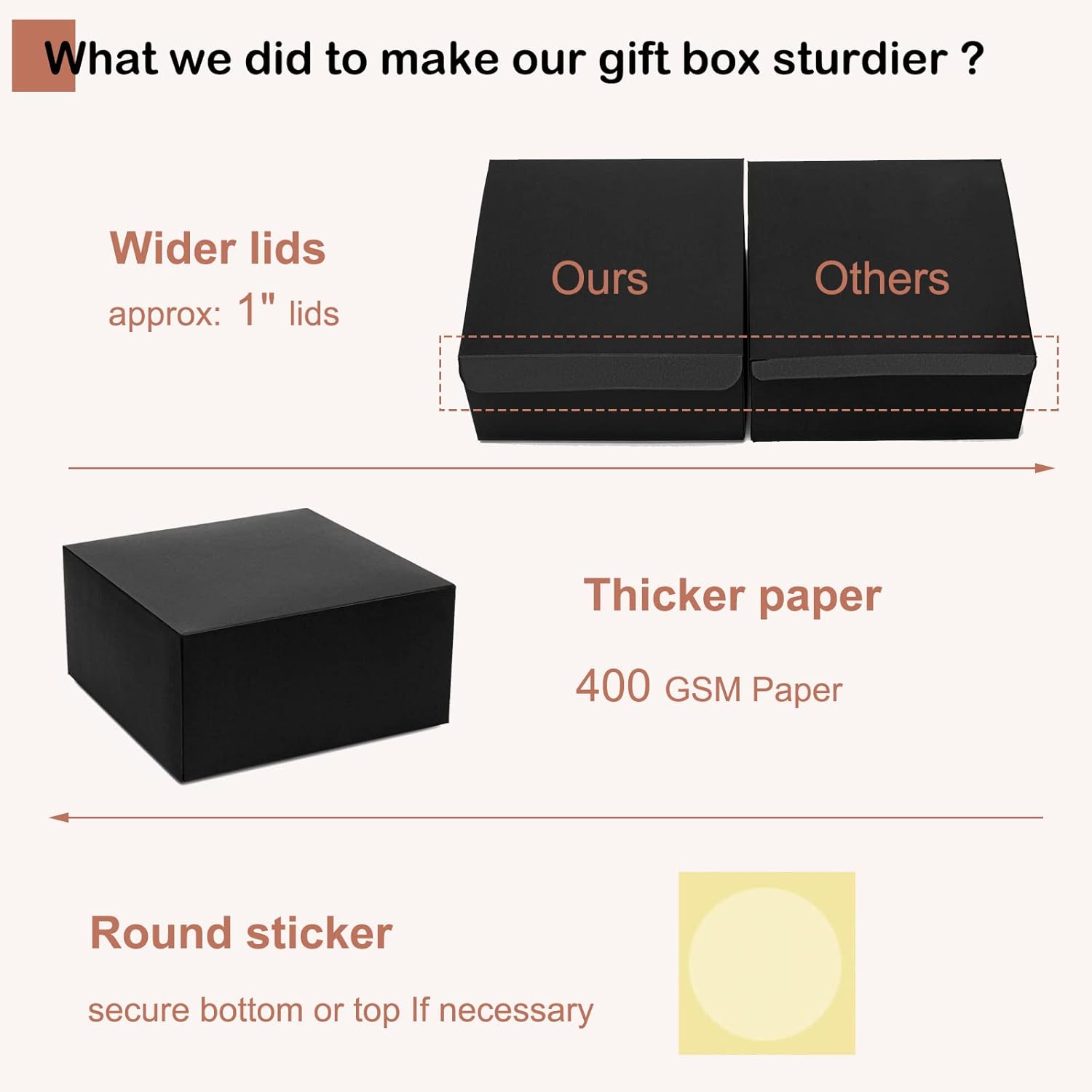 Mcfleet Black Gift Boxes 8x8x4 Inches 10 Pack
