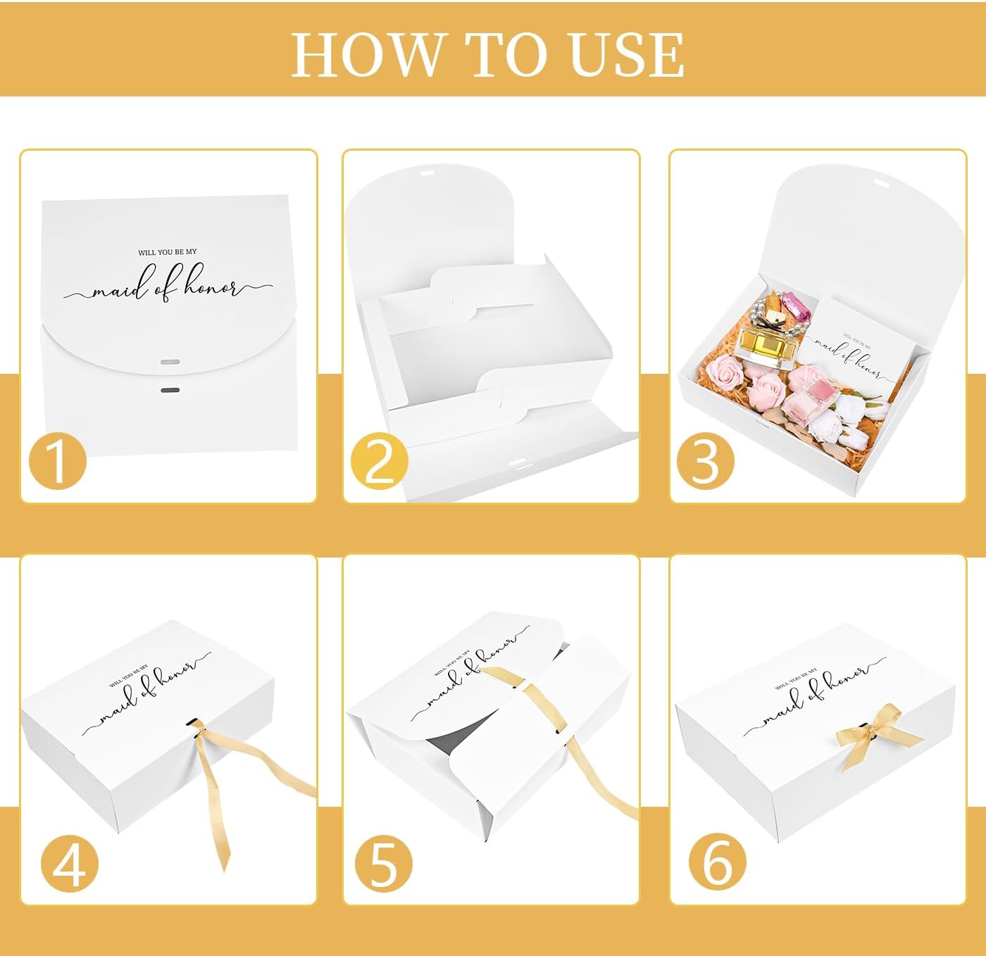 8 Pack Bridesmaid Proposal Boxes with Cards and Ribbons
