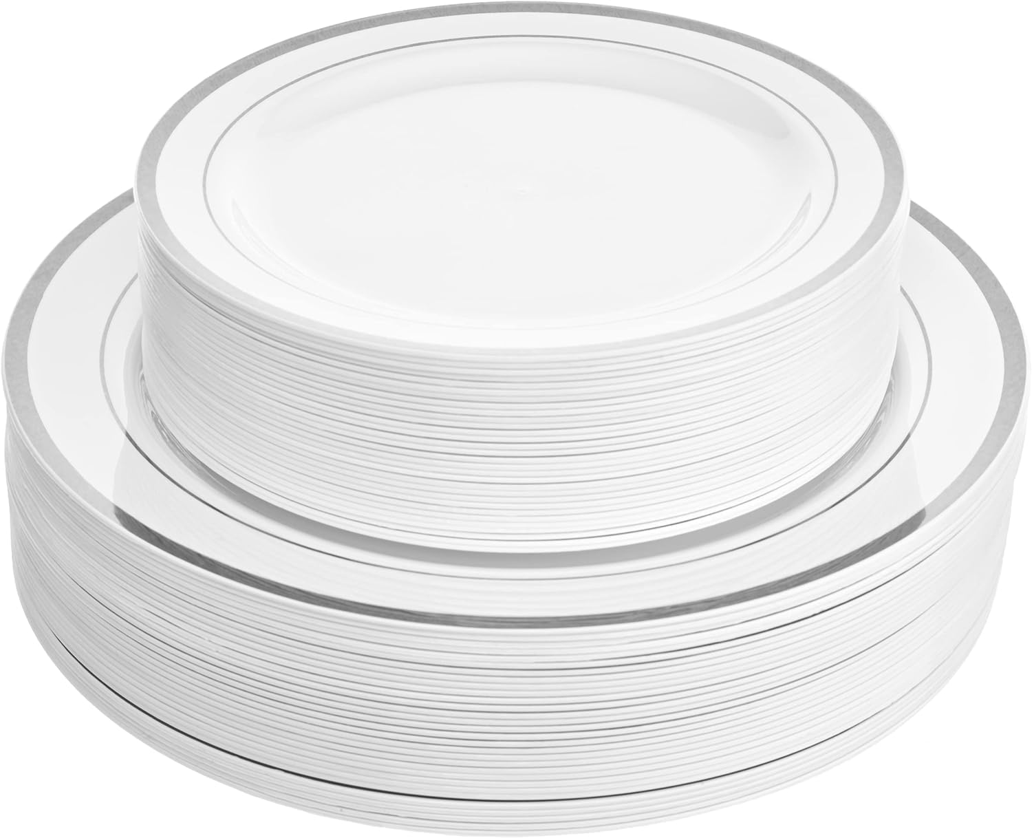 Ayas 60 Silver Rimmed Plastic Plates Set