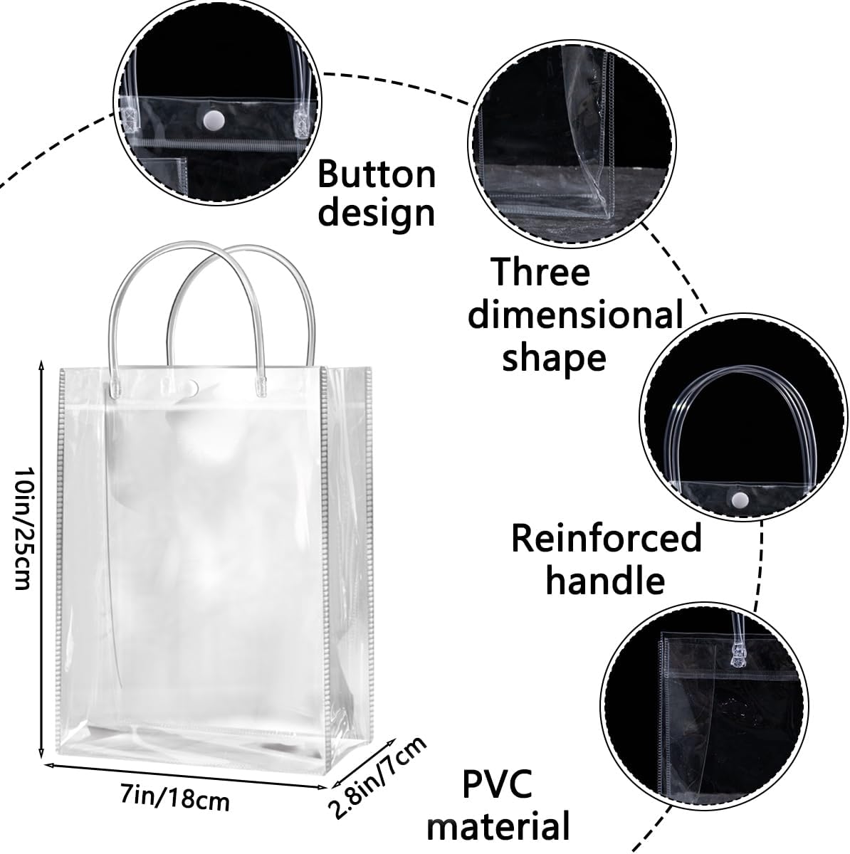 SHIPKEY 10 Pack Clear Gift Bags with Handles