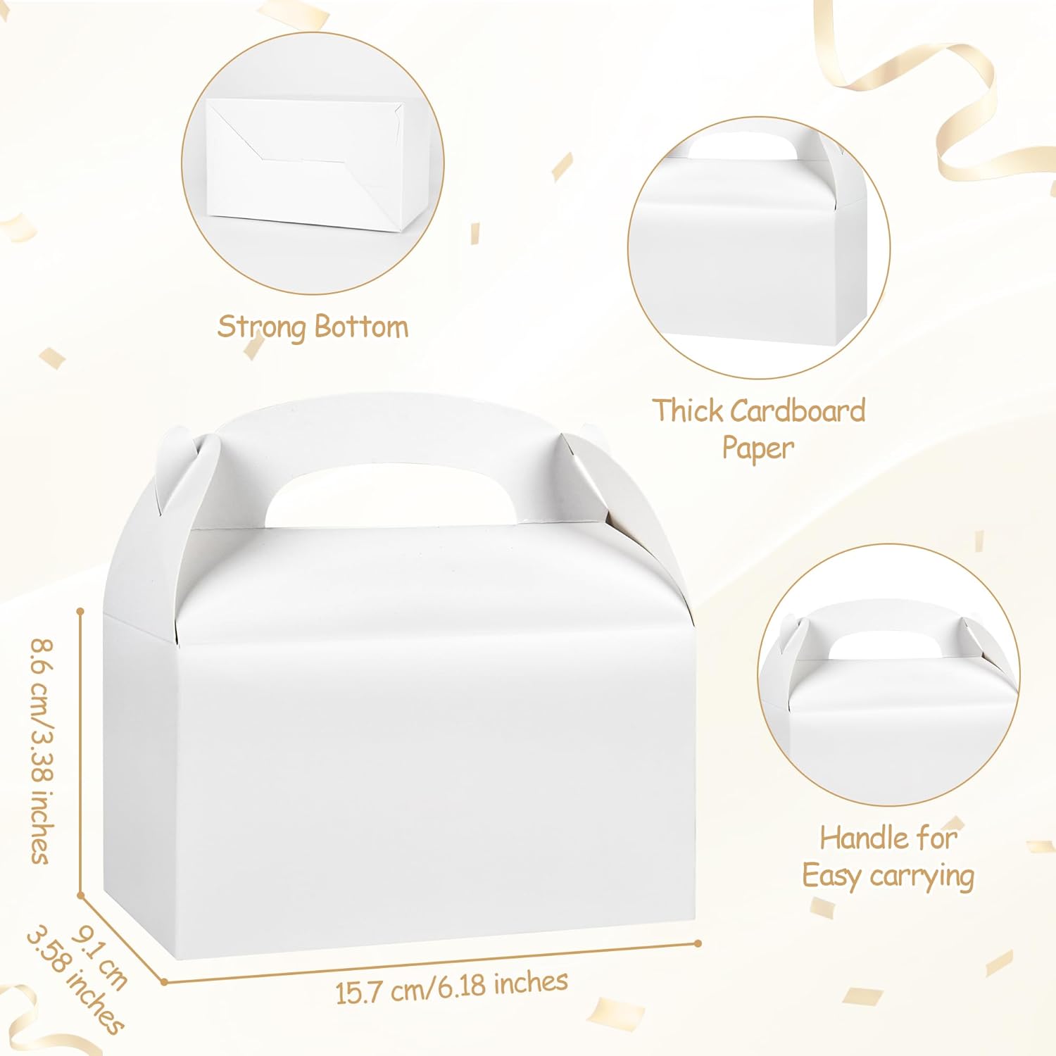 DjinnGlory 36 Pack White Treat Boxes with Handle