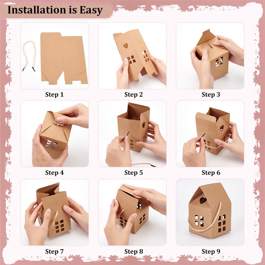 BENECREAT 30Pcs House Shaped Gift Boxes for Wedding Baby Shower Birthday Party