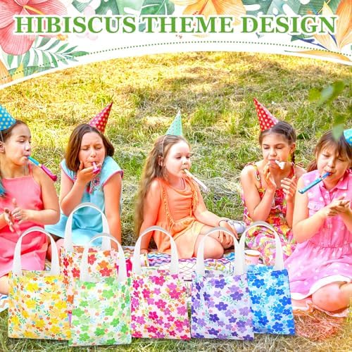Kolldenn 24 Pcs Hawaiian Tote Bags with Handles