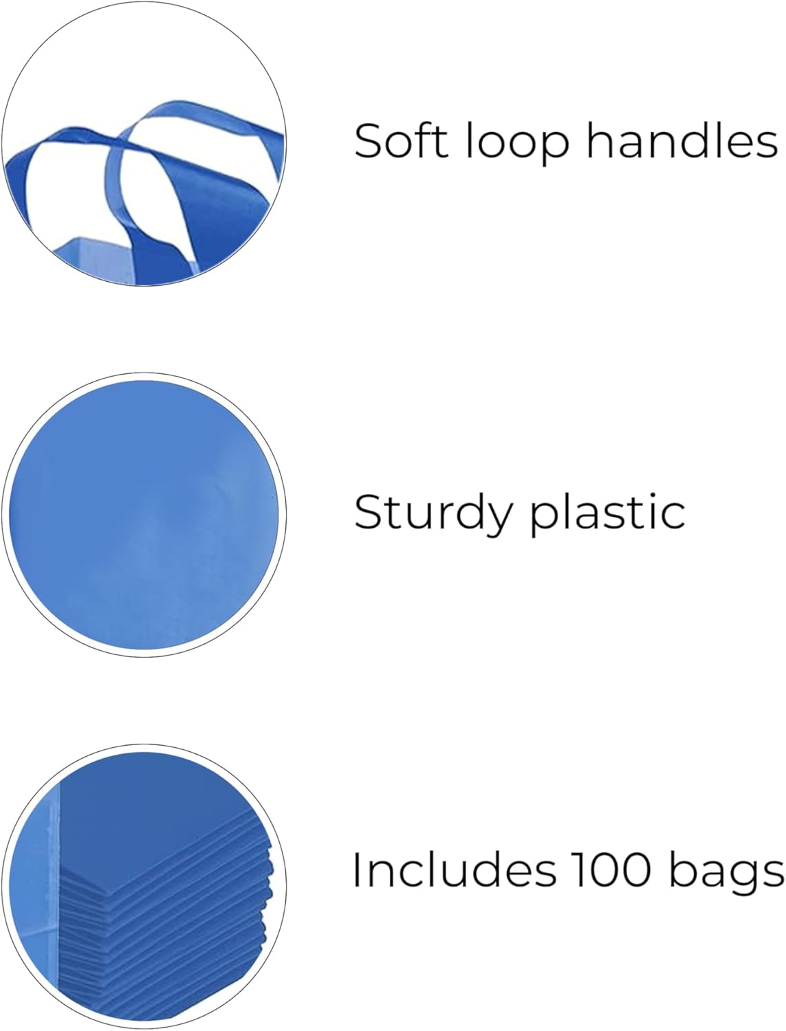 NOSH PACK 100 Blue Clear Tote Gift Bags with Handles