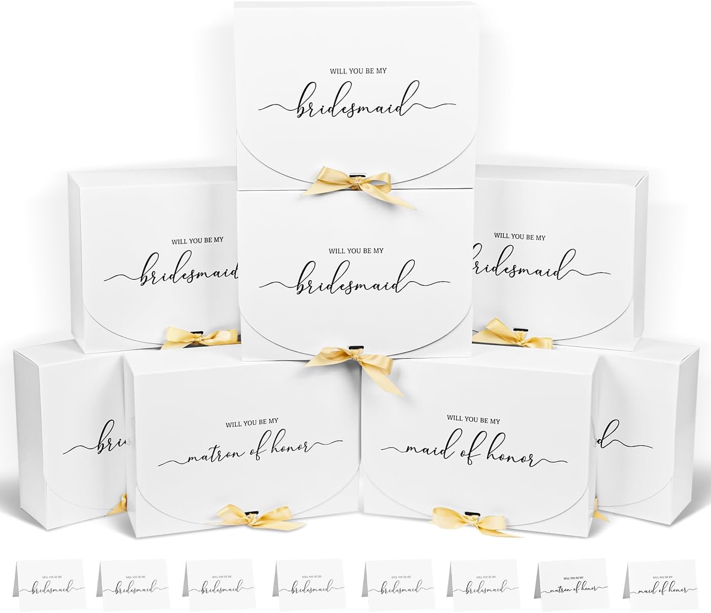 8 Pack Bridesmaid Proposal Boxes with Cards and Ribbons