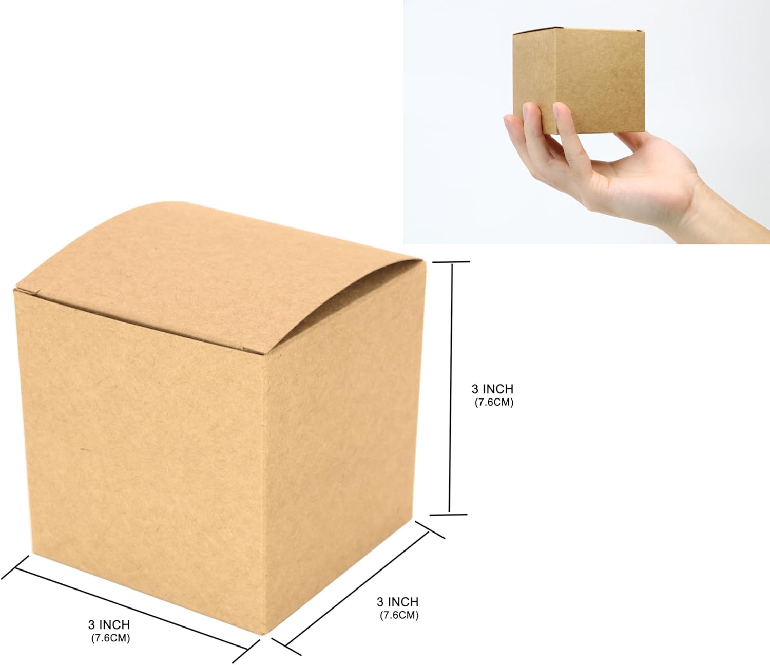 25 Pcs Brown Paper Gift Boxes 3x3x3 Inch Set