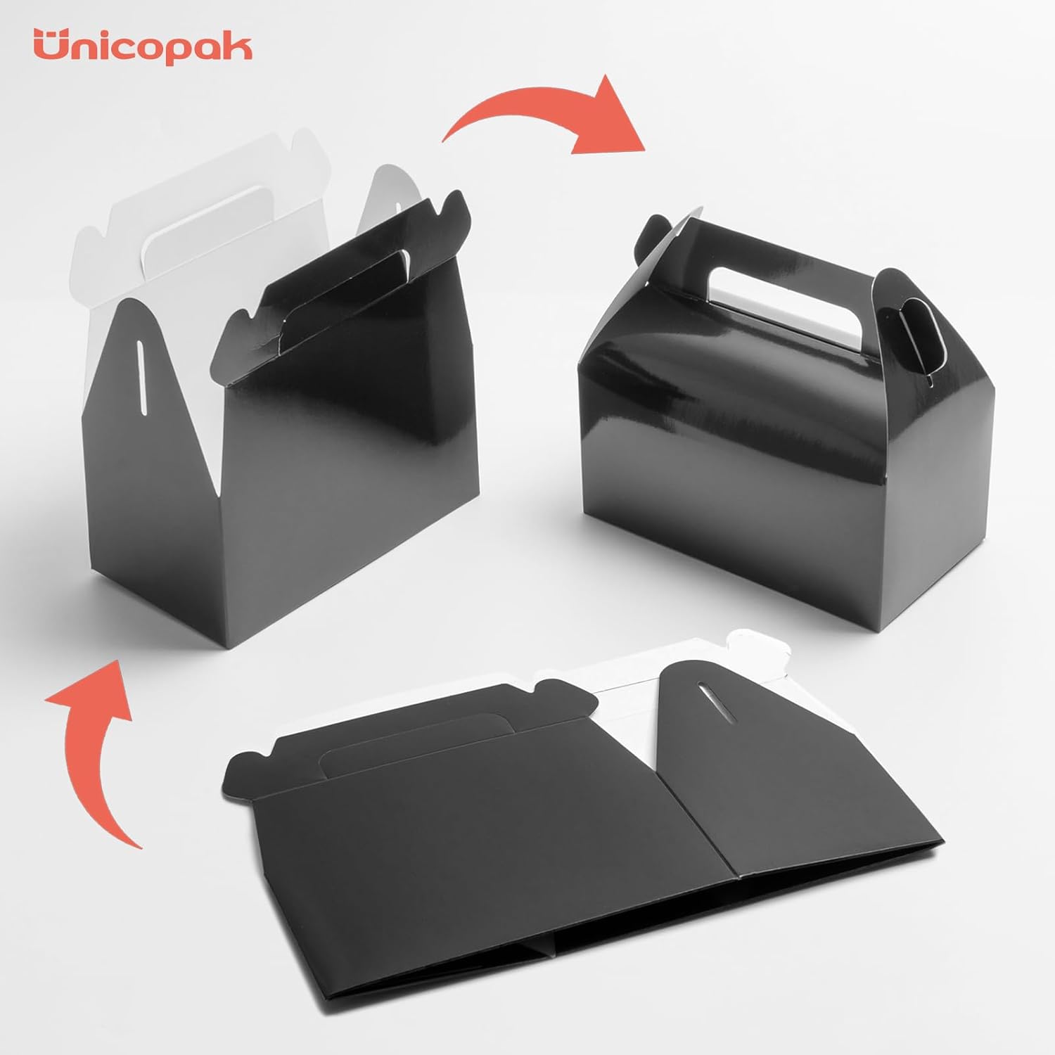 UnicoPak 30 Black Gable Treat Boxes for Parties