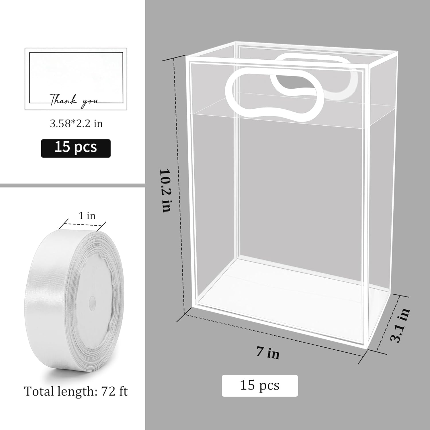 15 Pack Clear Plastic Gift Bags with Handle