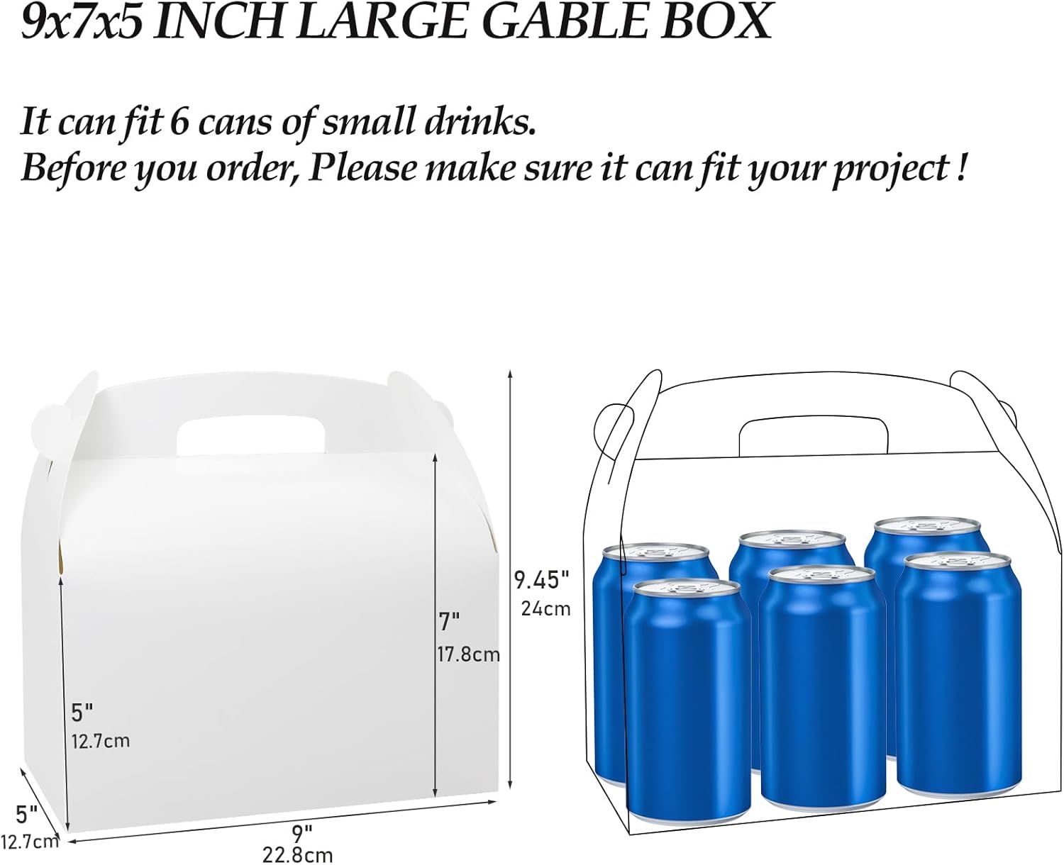 30Pcs 9 Inch White Gable Gift Boxes for Parties