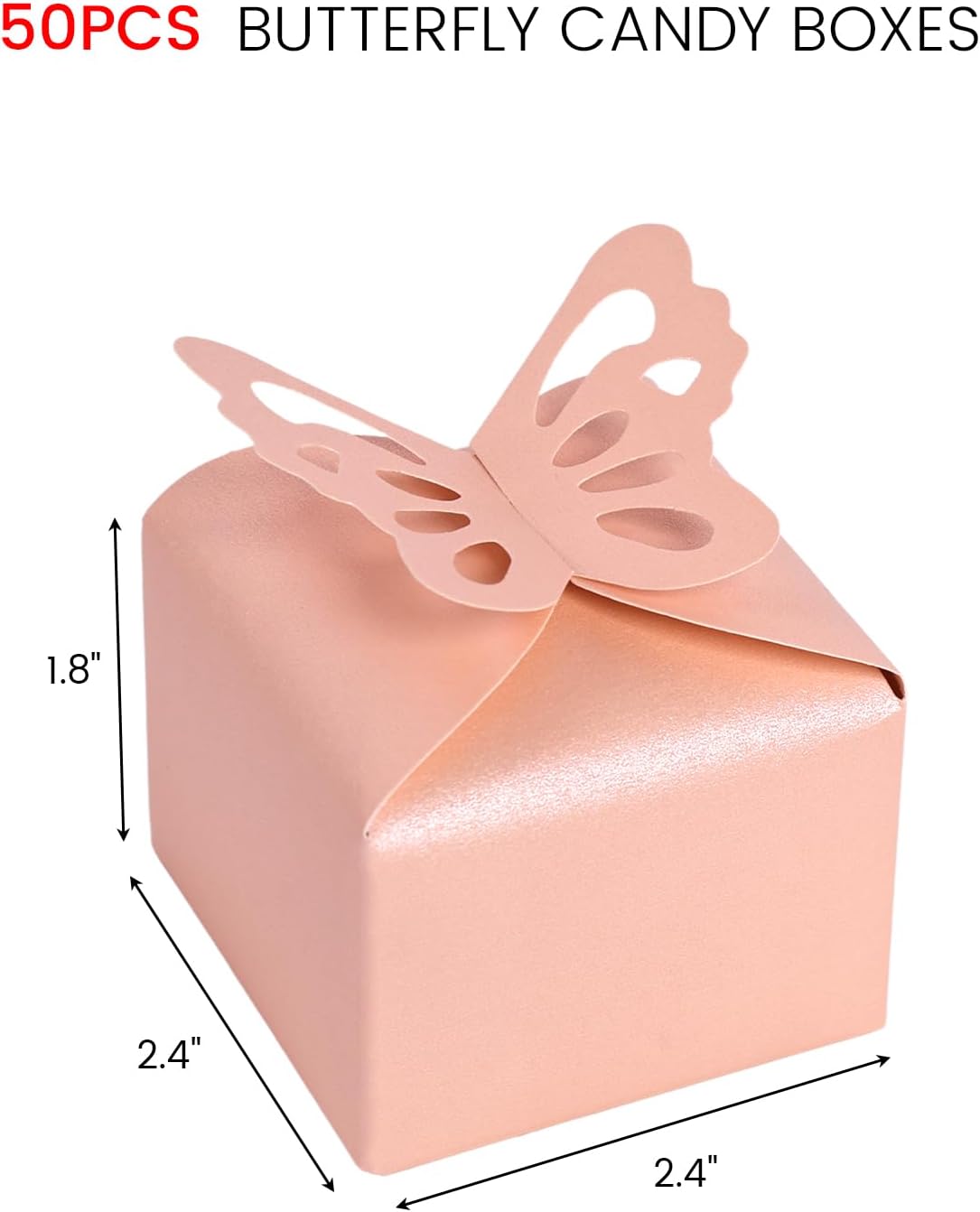 VGOODALL 50PCS Pink Butterfly Candy Boxes for Party Favors